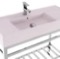 Pink Console Sink With Chrome Base, Modern, 40